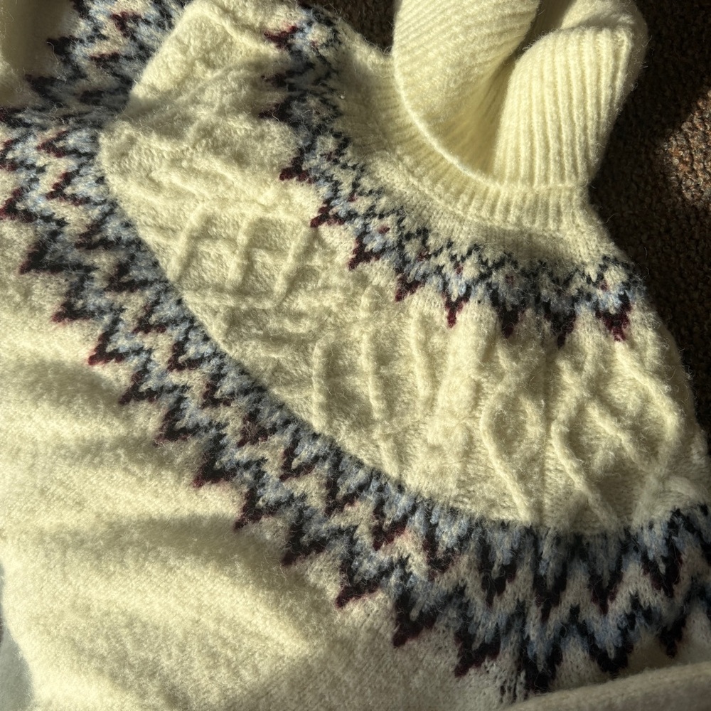 Pull&Bear Cream Patterned Turtleneck Sweater - image 2